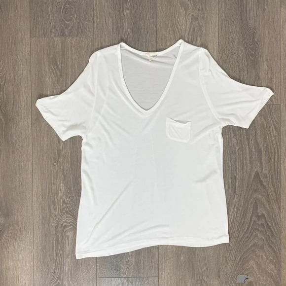 Aritzia Wilfred Free Women’s Libre T-Shirt Oversized V-neck Short Sleeve White - Picture 4 of 10